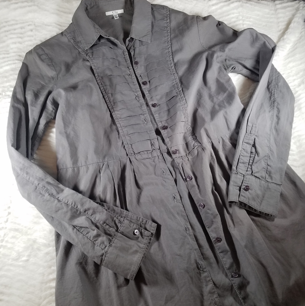 Beautiful "Clu" grey pleated Tunic shirt dress